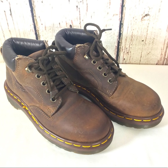 Vintage Dr. Martens 8173 4 Eye Brown Collared Boots Size 1 England EUC